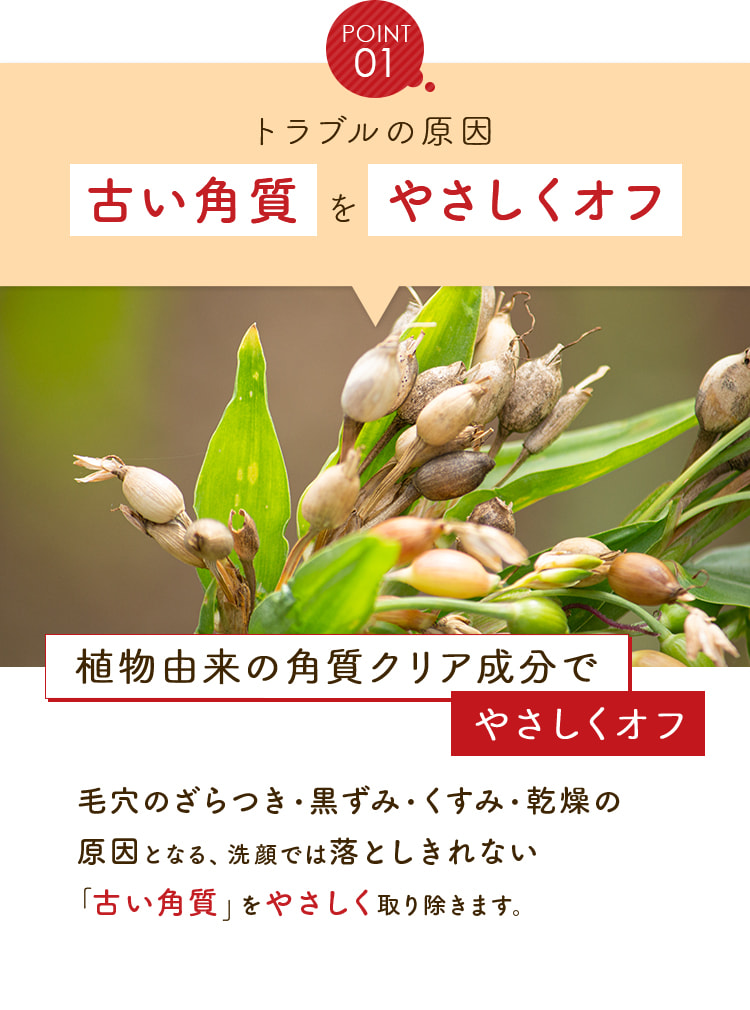 古い角質を取り除きその下の角質層を整えて今日も明日も調子のいい肌へ