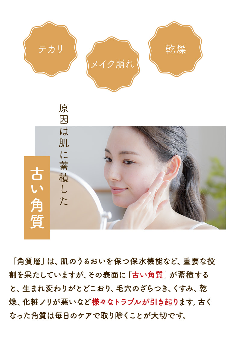 古い角質が肌表面に残っていると様々な”トラブルの原因”に